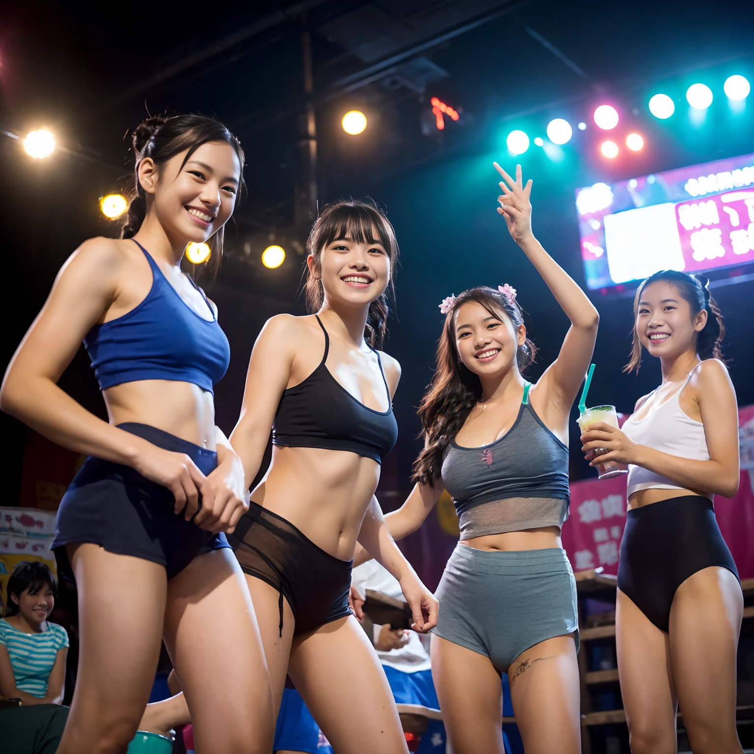 (masterpiece、Highest quality)、(日本のUnsanitary and dim地下街、Night view、Poor Street、girl3People and above、Street lamp、地下へのstage)、(美しいNight view)、(Standing Bar、Showa style、Japan favelas、Old and dirty hot spring town)、(stage)、(middle School girls3People and above、Tank top、Panties、smile、fun)、((Unsanitary and dim))、shaved ice、Sale of drinks、(stage)、smile、Happy schoolchildren、Perfect Anatomy