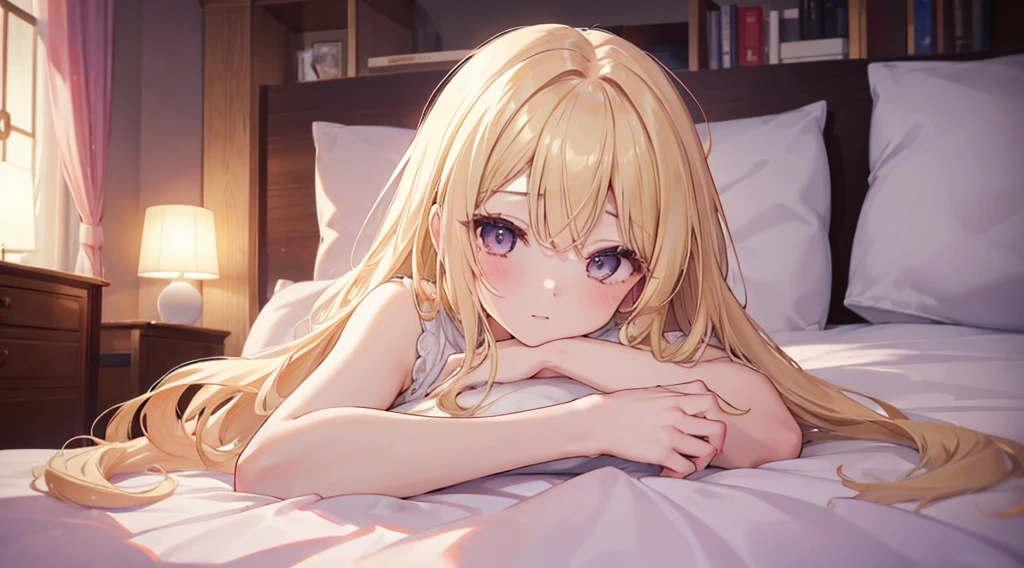 A mature girl、Blonde、long hair、4K、R18、bed、front、28 years old、???