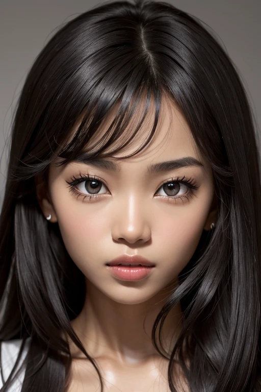 black skin, girl cute-fine-face, black beautiful face, extremely beautiful face, beautiful asian girl, young cute wan black face, beautiful delicate face, beautiful young face, detailed face of a asian girl, cute face, youthful face, anime black girl, a young black woman, Black girl, dark skin girl, pretty, brown eyes, long curly hair, V-shaped face, slim, attractive, (((Very detailed face)))), ((Very detailed eyes and face))))
