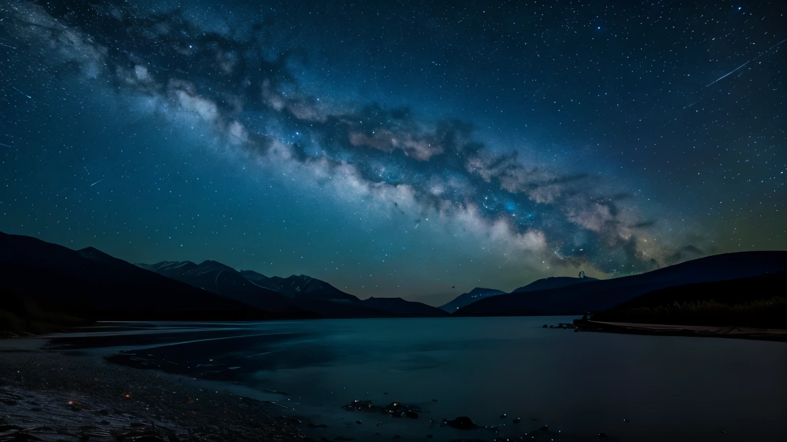 Better image quality ;a landscape with a sky full of stars,detailed image.