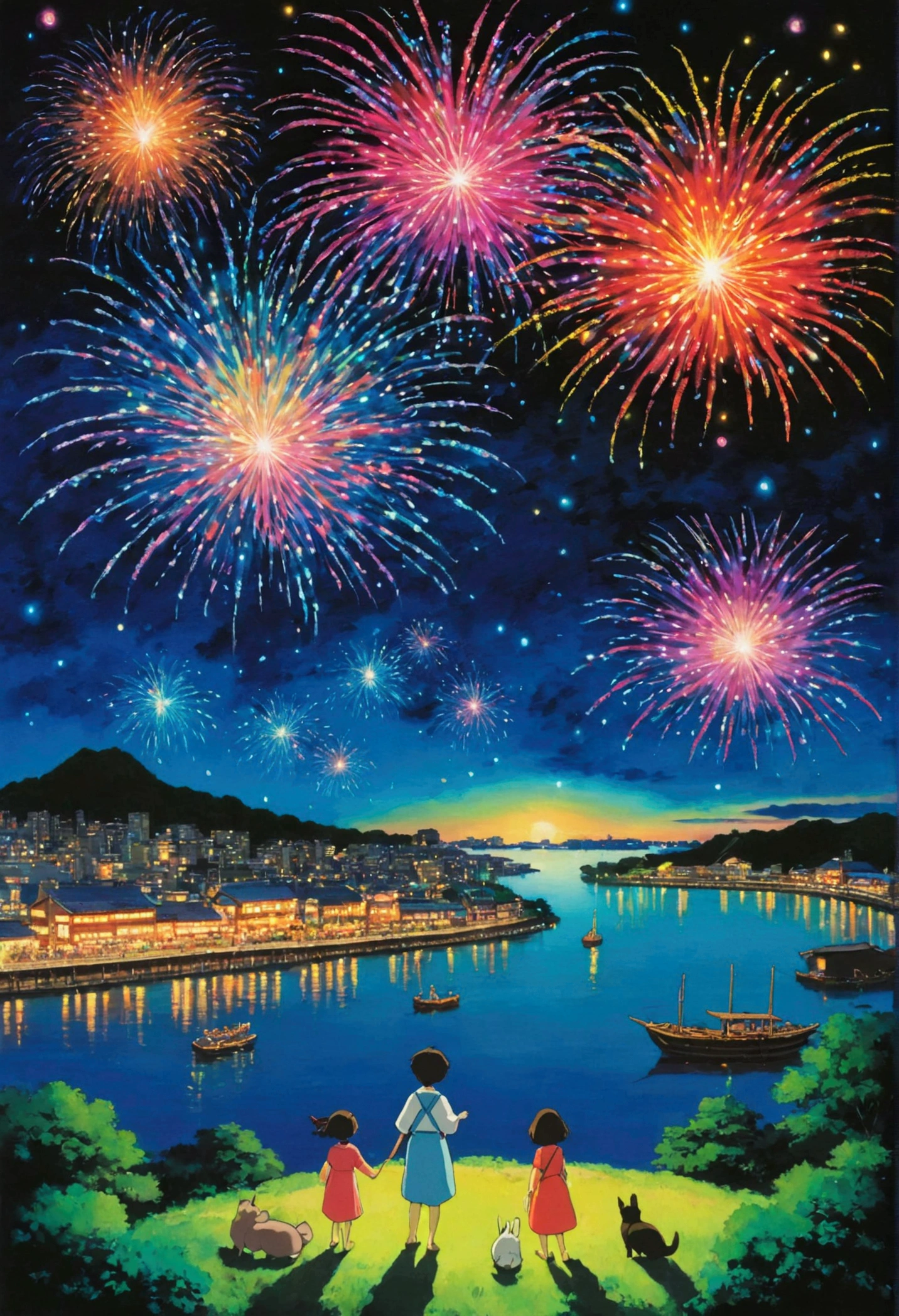 Ghibli night firework Summer festival