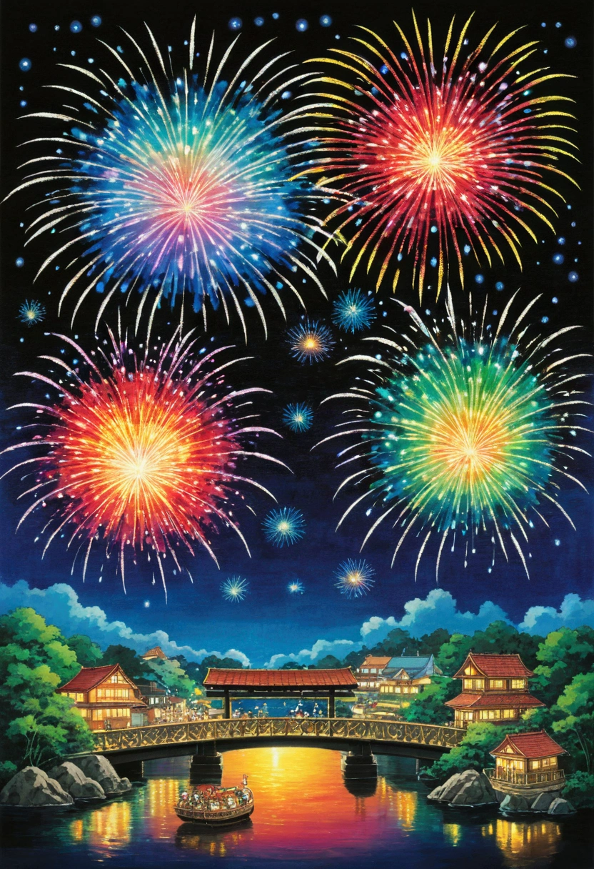 Ghibli　night　firework　Summer festival　