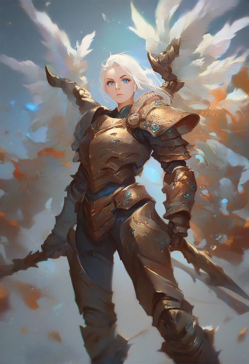 score_9, score_8_up, score_7_up, score_6_up, score_5_up, score_4_up,1girl, armor, weapon, wings, solo, shoulder armor, blue eyes, pauldrons, white hair, looking at viewer, power armor
