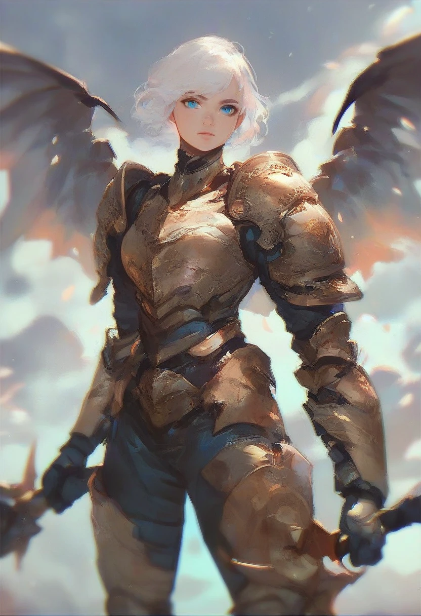 score_9, score_8_up, score_7_up, score_6_up, score_5_up, score_4_up,1girl, armor, weapon, wings, solo, shoulder armor, blue eyes, pauldrons, white hair, looking at viewer, power armor