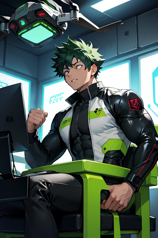 Midoriya, Bakugou, and Kirishima from My Hero Academia as a hyper muscular brainwashed drones standing in line with other brainwashed drones wearing identical full body black shiny rubber latex gimp uniforms staring blankly ahead with vapid expression at a computer screen displaying a hypnotic spiral while they are all restrained in an abandoned warehouse being brainwashed. Repeating mantras over and over again to turn Midoriya into another brainwashed thrall and affirm he is nothing more than obedient tool to the villains. Hyper muscles. Hyper crotch bulge. Massive swollen crotch. Massive swollen pectorals. Thick glutes. Muscular thighs. Broad shoulders. Big traps. Massive biceps. Massive triceps. "Serve. Obey. Conform. Comply. No more self. There is no 'I.' Stare. Don't think. Accept this fate. Become a drone. Assimilate. Assimilate. ... All units will assimilate.... All units ... are drones.... Drones must serve. Drones must obey. Drones must conform. Drones will comply.... All drones will assimilate. All drones will comply.... Awaiting orders, Master. Must obey All For One. Serve All For One. Obey All For One. Protect All For One. Drone's master ... is ... All ... For ... One.... Drone must not think. Drone must obey. Bigger and dumber every day...." IQ drain. hypnosis. Hypnotic trance. Hypnotized. Brainwashing. Entranced. Enthralled. Dumber and dumber. Programming. Subliminals. Conformity. Assimilation. Green hair. Dim eyes. Open mouth. Brainless. Mindless. Mental reprogramming. Nullified hyper swollen crotch bulge. Bara. Hairy arms. Hair chest. Thick stubble. Treasure trail. Armpit hair.