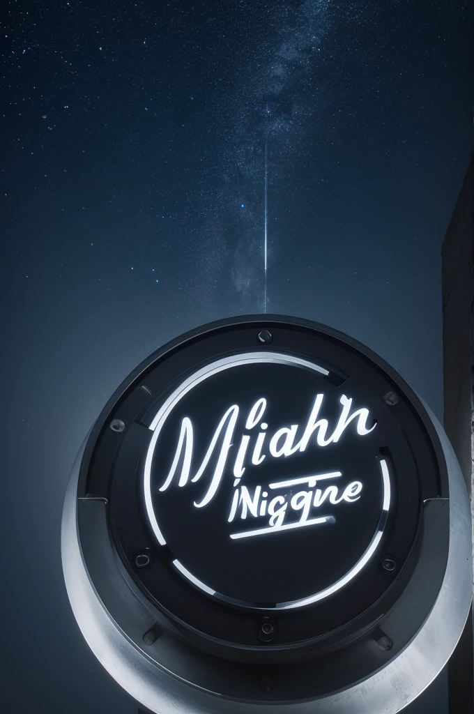 a logo written “MID NIGHT” with an iron-like metallic silver tone