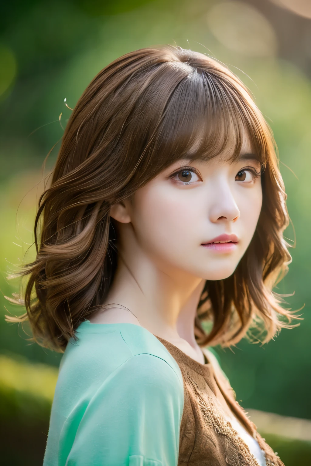((((medium hair))))、((((brown hair))))、highest quality、8K、HDR、High resolution、background blur、photograph、(intricate details:1.2)、1