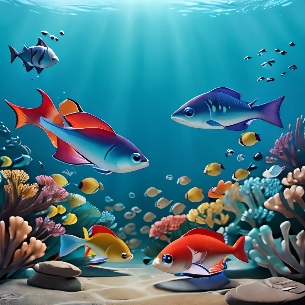 ((No background))、((A shoal of colorful small fish))、(30 small fish)
