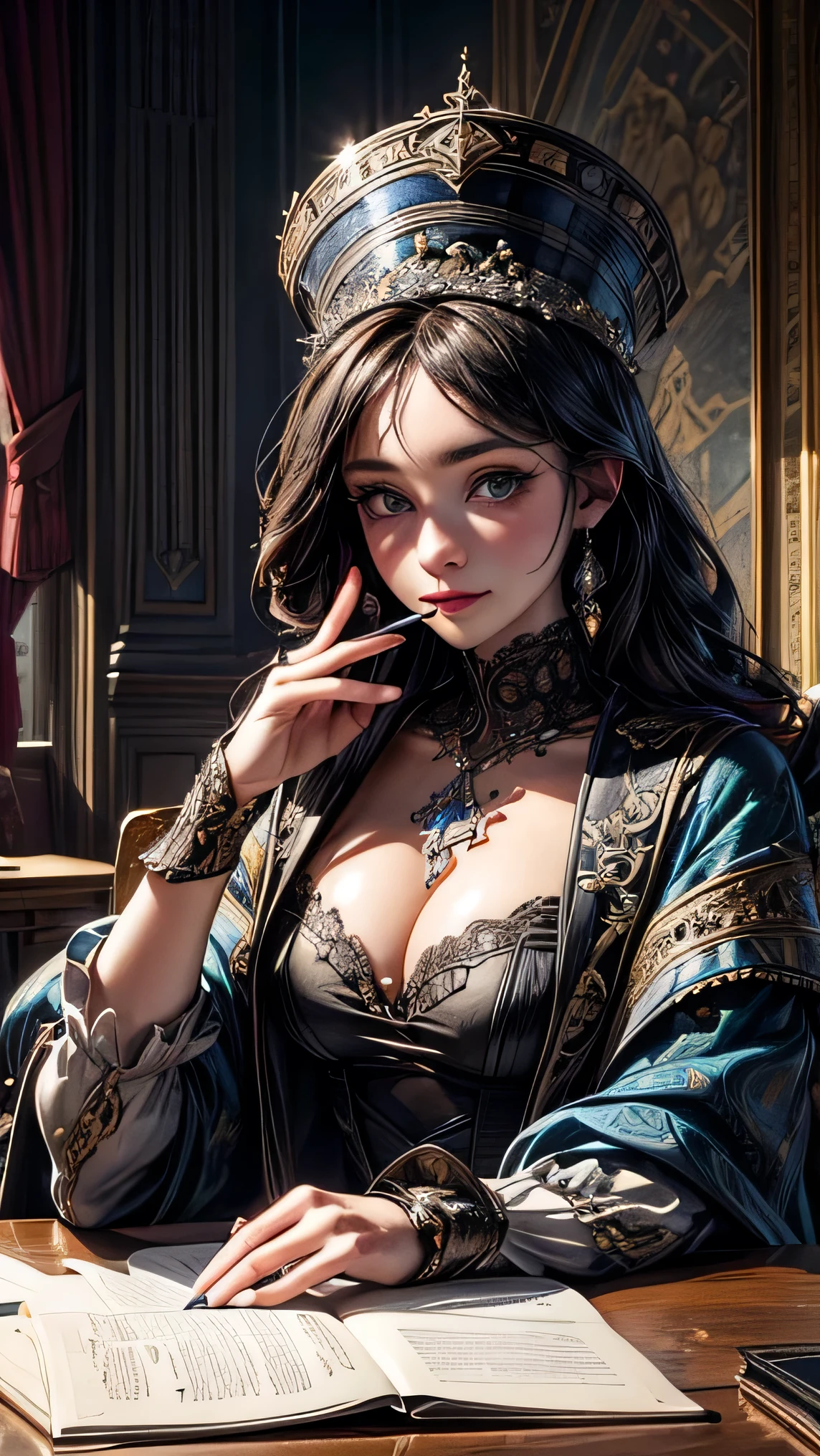 a closeup of a pen and a laptop on a table, a portrait of Joseph-Marie Vien, pixabay, baroque, Fountain pen, Exquisite detail, surprising detail, surprising details, fine pen, incredibly sharp details, impressive detail, awesome art, exquisite Masterpiece, Masterpiece, luxury brand, acclaimed Masterpiece, impressive detail, Excalibur, wonderful Masterpiece.