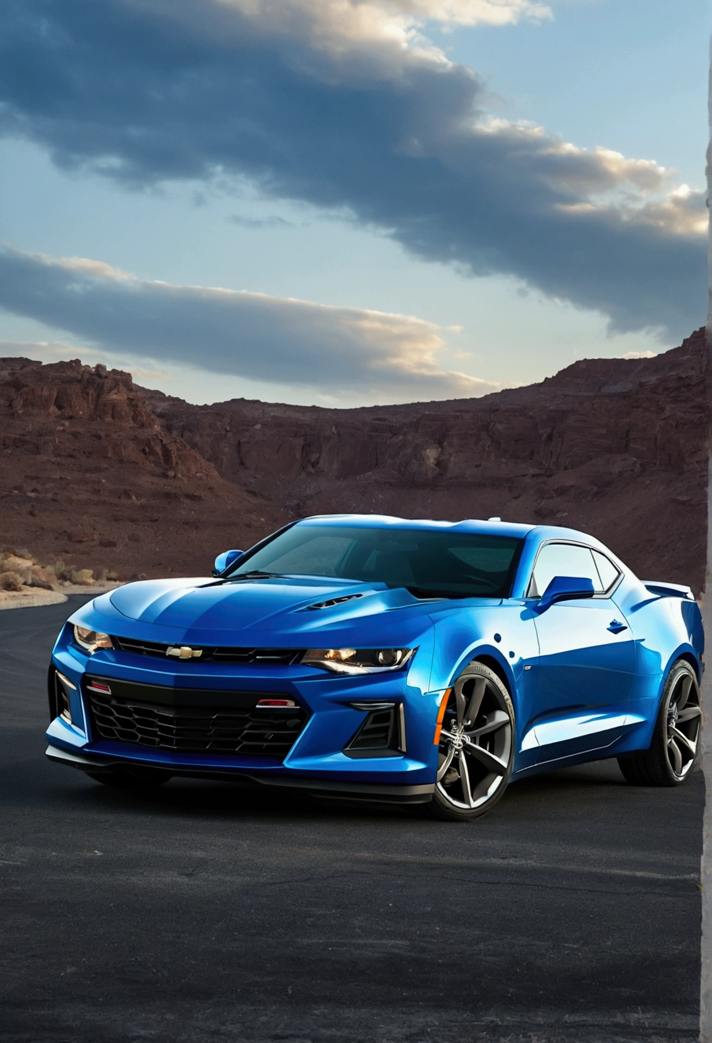 A blue Chevrolet Camaro