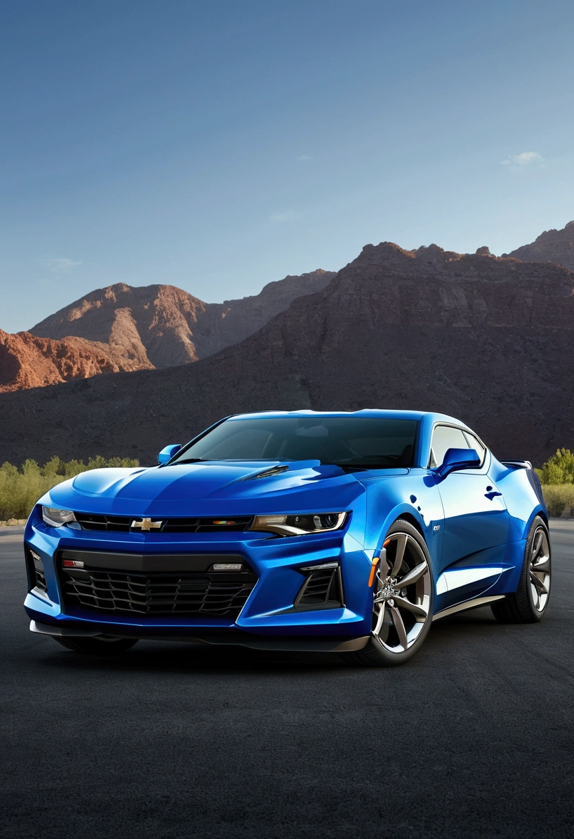 A blue Chevrolet Camaro