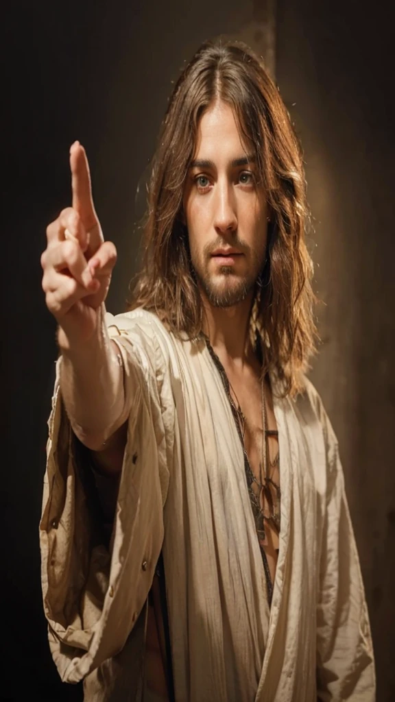 A highly detailed and realistic oil painting portrait of Jesus Christ, beautiful detailed eyes, beautiful detailed lips, extremely detailed eyes and face, long eyelashes, compassionate and intense expression, looking directly at the viewer, deep empathetic connection, dramatic lighting, chiaroscuro effect, depth and contrast, religious scene, traditional Christian iconography, ornate background, cinematic lighting, emotional moment, vivid colors, dramatic shadows, Renaissance-inspired style, extremely detailed facial features, every nuance of expression and skin texture, masterpiece, 8K, photorealistic, best quality, 4k, highres, ultra-detailed, masterpiece:1.2, realistic, photorealistic:1.37