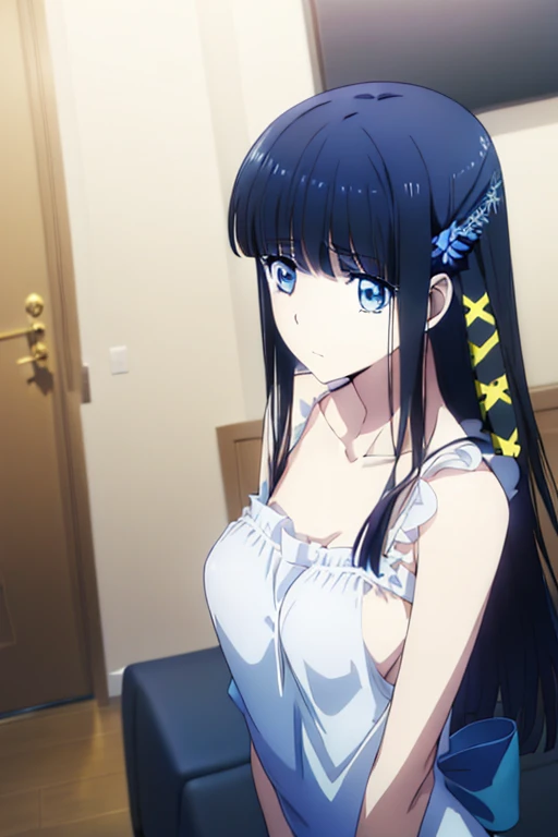 miyukishiba miyuki shiba, (azure eyes:1.7), long black hair (ample chest:1.2), arms raised up in surrender
BREAK collarbone, very short apron, bare arms, bare shoulders, bare legs
BREAK looking at viewer,
BREAK indoors,
BREAK (masterpiece:1.2), best quality, high resolution, unity 8k wallpaper, (illustration:0.8), (beautiful detailed eyes:1.6), extremely detailed face, perfect lighting, extremely detailed CG, (perfect hands, perfect anatomy), , semi-profile view