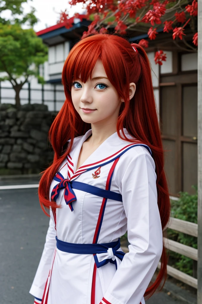 Anime style girl red hair blue eyes and sailor suit japanese anime sailor