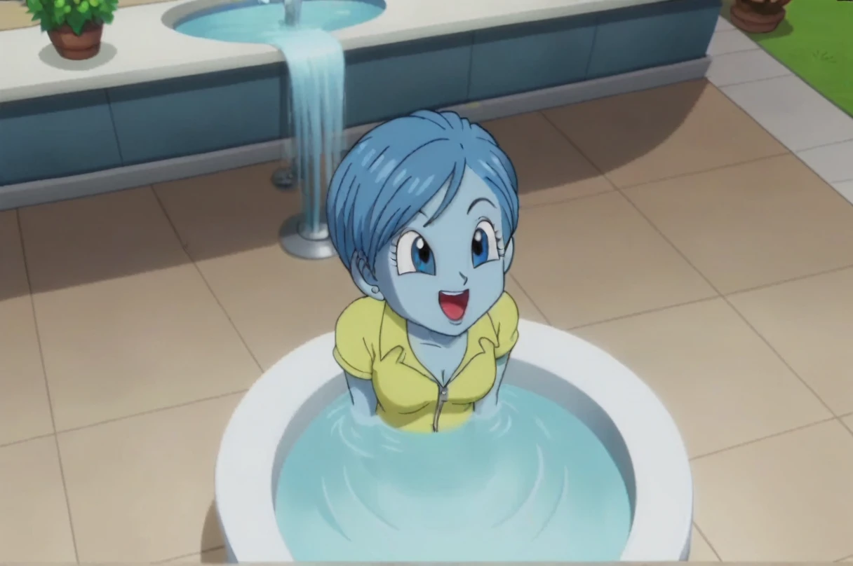 fountain_cheered up, score_9, score_8_above, score_7_above, cheered up screencap,8k, absurd resolution,
BULMA, 1 girl, Alone, medium breasts, SMILE, short hair, Open mouth, Blue eyes, blue fur, hand on one's own ass, nude, looking at the ass, medium ass, medium breasts, full body
