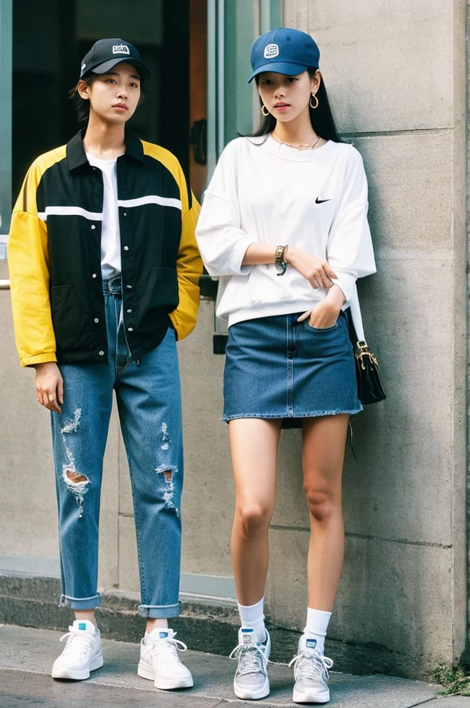 The fashion classics of the 90s are full of the characteristics of that era，It has a retro charm，Fashionable。Here are some 90s outfit elements：

Baggy jeans：In the 90s, loose straight jeans were popular，Especially high waist style。These jeans are not only comfortable，It can also create a casual street style。
plaid shirt：plaid shirt是90年代的重要元素，Especially the large grid design。It can be worn alone，Can also be worn as a jacket with a T-shirt。
Retro Sportswear：Retro sports brands like Nike and Adidas were very popular in the 90s，Sports suit、Sports shoes and sports caps were both symbols of fashion at the time.。
Mini Skirts and A-Line Skirts：These skirts are simple in style，The length is usually above the knee，It is the representative of women&#39;s fashion in the 90s。
Hole elements：Ripped jeans and tops are the embodiment of 90s rebellion，It was also a fashion element that young people loved at that time.。
Oversized suit jacket：In the 90s, suit jackets were usually designed to be loose，Wear with a simple T-shirt or vest，Can create a stylish business casual style。
High boots：尤其是那种简洁的黑色或棕色High boots，A must-have item for women in the 90s。
Chain belt：金属Chain belt是90年代流行的配饰，It can add a touch of fashion to simple outfits。
Colorful costumes：Late 1990s，Colorful costumes开始流行，Like bright、Blue and green etc。
Simple accessories：Simple necklace、Bracelets and earrings were popular accessories in the 90s，They are usually simple in design，But it can play a finishing touch。