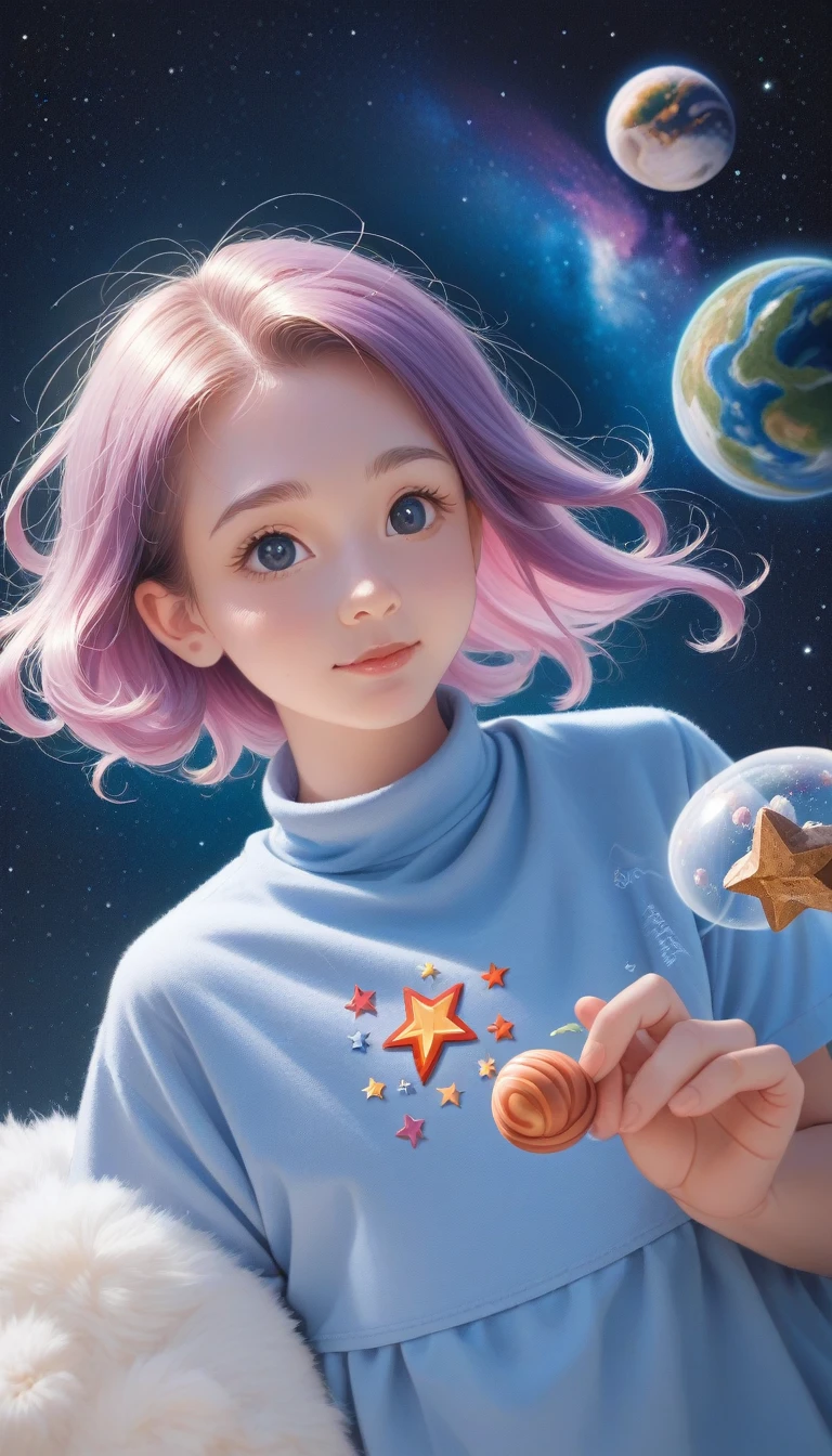 score_9_up, score_8_up, score_7_up, score_6_up,galaxy, Rocket, planet, Star, cute illustration, Lovely Art, Lovely characters, Cute digital art, Drawn in a whimsical style, children's illustration, Lovely Features, illustration, Comfortable and calm, Lovely and detailed digital art