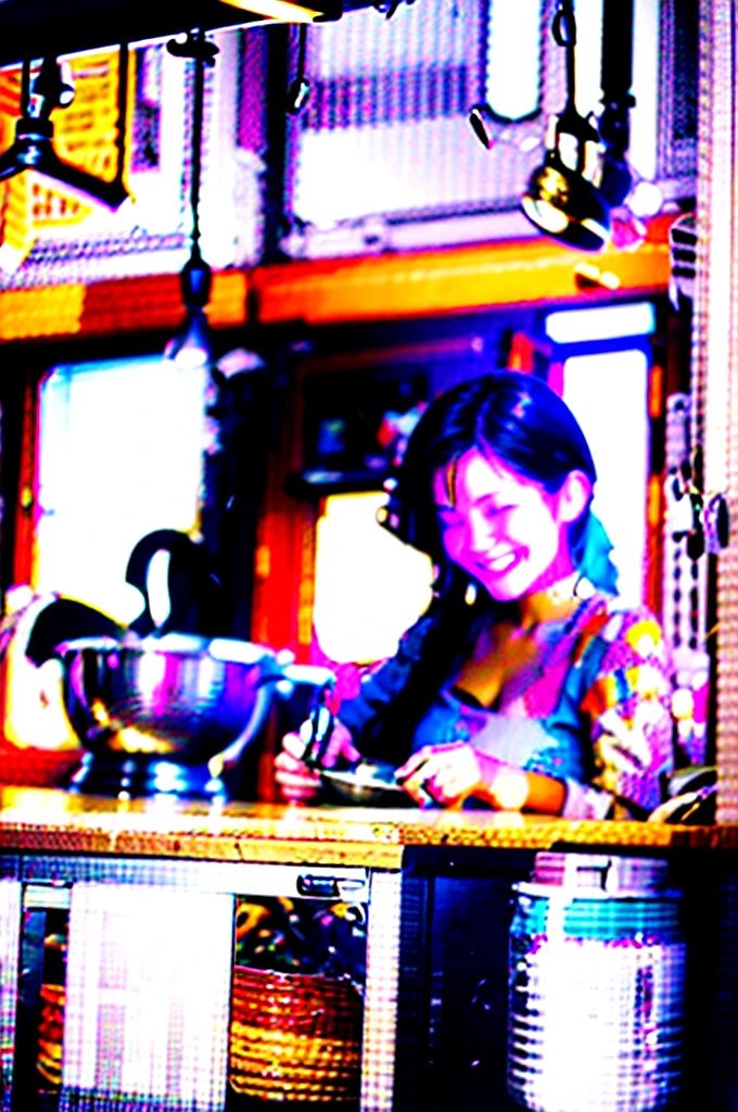 boy standing on stool in kitchen, stirring pot next to smiling woman, highly detailed, photorealistic, cinematic lighting, warm color tones, 8k, award winning 16:9