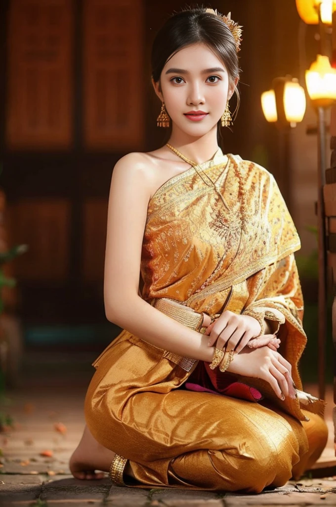 beautiful girl ,Thai women&#39;warrior, walking at thai measure, dynamic poses, Thai Noi, long ponytail,black eyes,abdominal muscles, plump body, rounded chest, (big breast:1.3), Hold the bow in your hand and aim at the target.. , rift, morning sun, staring at the viewer, (dynamic poses), ((face details)), Double eyelids, That&#39;s finished., realistic, Masterpiece, Highest quality, lens flare, shade, old measure, measure, [[Chromatic aberration]], By Jeremy Lipking, By Antonio J.... Manzanedo, Digital Painting, HDR, high contrast
