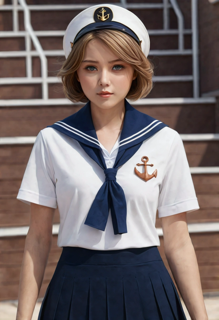 Browsing Caution,(((Perfect Anatomy, Anatomically correct, Highly detailed skin))), ((Put your panties down)), 1 girl, Japanese, high school girl, Glowing Skin, Observe the audience,
Beautiful Hair, Beautiful Face, Beautiful details, (short hair:1.1, Bobcut:1.2), Dark blonde hair:1, blue eyes, Baby Face, Mole under the eye,
Beautiful clavicle, Beautiful body, Beautiful breasts, Large Breasts:0.5, Beautiful thighs, Beautiful legs,
((Short sleeve, Cute Sailor Uniform, All dark blue, Dark blue pleated skirt, Navy blue sailor collar, Sailor scarf, socks, Brown Loafers)), Captivating thighs, (Red Slave Collar),
((, Embarrassing, , , )), Are standing,
(Beautiful views), summer, School rooftop, building, Chain link fence,
Official Art,Highly detailed CG Unity 8k wallpaper, (masterpiece:1.0),(Highest quality:1.0), photo shoot, 8k, Browsing Caution, High resolution, Kodak Portrait 400, Film Grain, Lens flare brilliance, Show Viewer