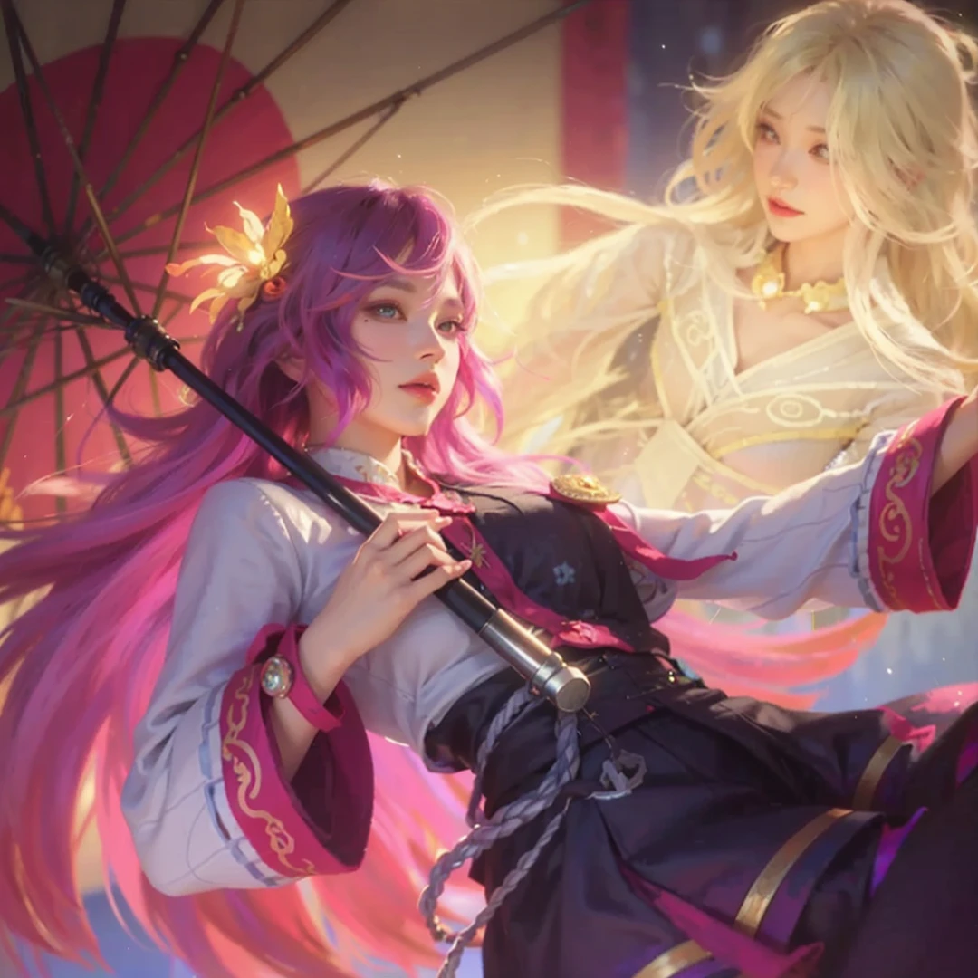 Portraits of the most beautiful chaotic forms, elegance, Fauvist design, bright colors, romanticism, by James Jean, Roby Dwi Antono, Ross Tran, Francis Bacon, Michal Mraz, Adrian Ghenie, Petra Cortright, Gerhard Richter, Takato, Yamamoto, Ashley Wood, Atmosphere, Trends on ArtStation. 8K masterpiece. (Alphonse Mucha Style:1.2), 3D Render, CGI, Symetrical, Octane Render, 35mm, Bokeh, 9:16, (Intricate Details:1.12), HDR, (Intricate Details, Hyperdetailed:1.15), (Natural Skin Texture, Hyperrealism, Soft Light, Sharp:1.5), rimlight, low, glowing, thighs, wearing a flowing, silky traditional oriental dress, pink, tight translucent trousers,