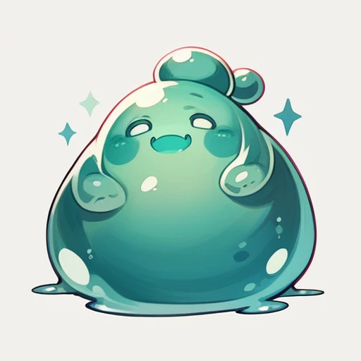 Isometric view, Dark fantasy anime style, beautiful stylized digital painting of mean chubby and fat slime - like creature, simple carby shape, white background