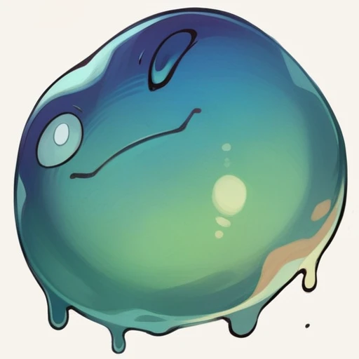 Isometric view, Dark fantasy anime style, beautiful stylized digital painting of mean chubby and fat slime - like creature, simple carby shape, white background