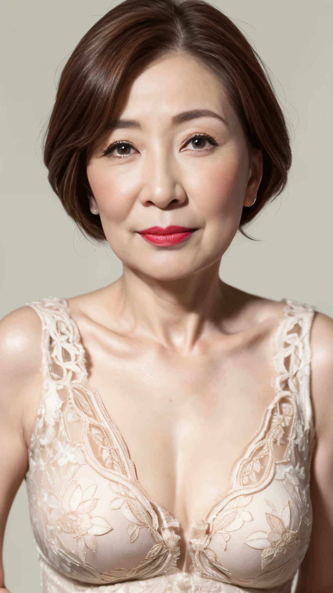 Mature Woman, 120 years old, Magazine Gravure, senior citizen, Draw lips correctly, Red lipstick, No discomfort, 16K, Highest quality, Very detailed, Realistic, Very detailed肌, (Japanese), alone, Huge breasts, Mature Madam, Glamour, sexy, Chromo White Skin, Staring straight ahead,