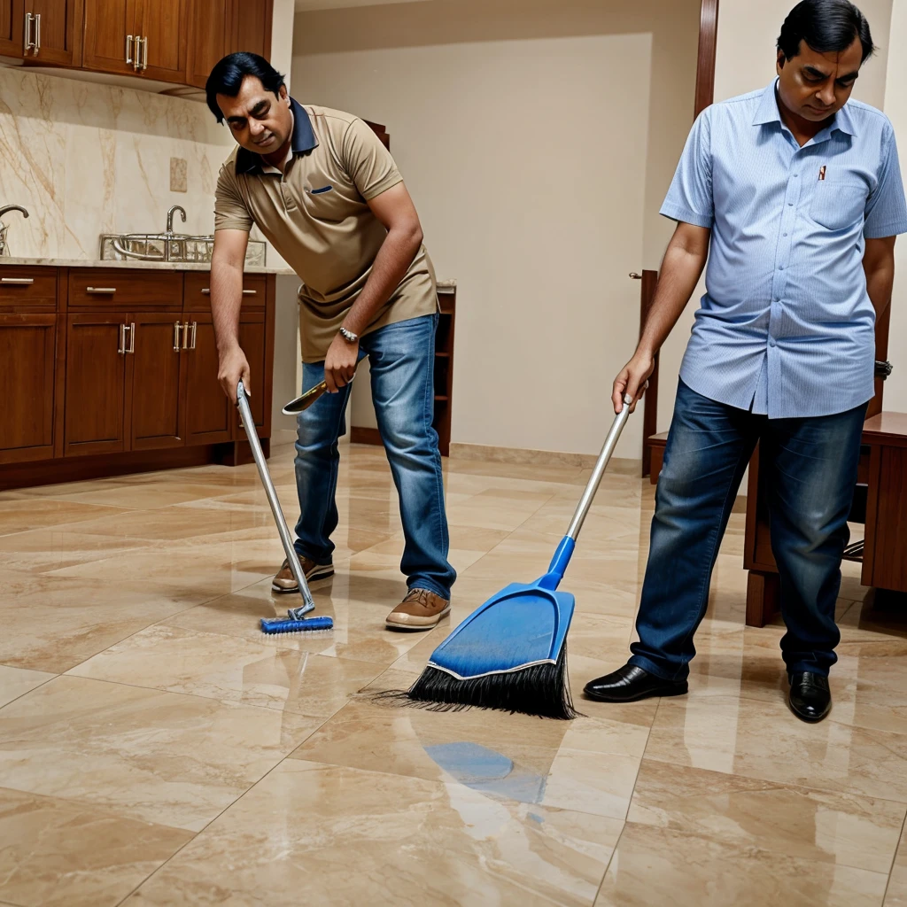 Mukesh Ambani cleaning house floor