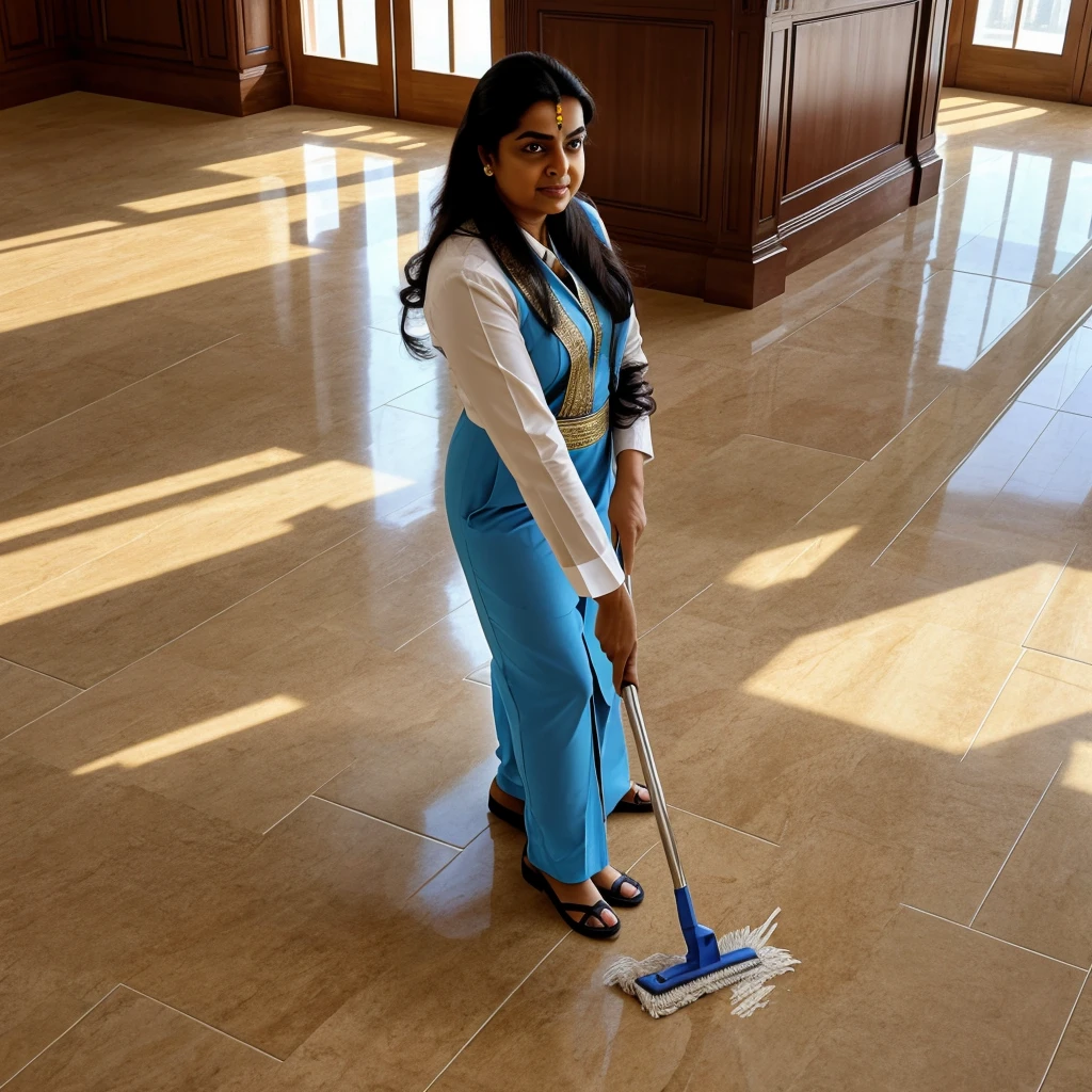 Mukesh Ambani cleaning house floor 