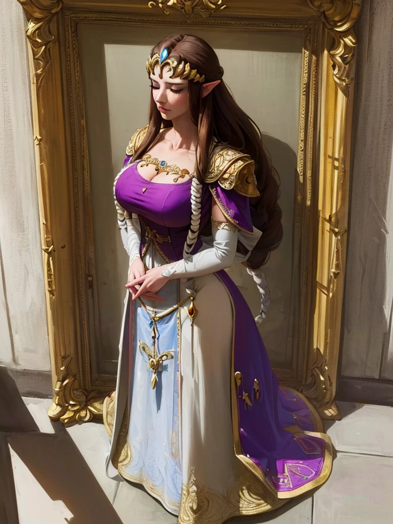 (((Browsing Caution))),(((No background))),(Close ~ eyes),((((Portrait of a woman alone)))))),((whole body),((alone)),((Exposed shoulders)),Anime art style,masterpiece,(Highest quality), (Super detailed),(Very delicate and beautiful),(alone),(detailedな顔と目),Long eyelashes、(A truly gorgeous jeweled ruffled rococo ball gown dress),(((Mature Woman,Queen))),((1 Queen in a beautiful embroidery and jeweled absolutely gorgeous rococo ballgown dress with voluminous full length hoop skirt)),((Wavy super long hair)),,Cleavage,(bed),lengthーgloves,((((Side Angle)))),((((Adult Expressions)))),((((Beautiful Face)))),((((dress)))),(()),(((Long Hair)))),((((Disheveled Hair)))),((Cleavage)),((((Dark brown hair)))),Princess Zelda,((chest is slightly exposed)), ((Highest quality)),,(Very detailed) ,((Purple Blouse)),((Hair spreading in the wind)),Brown Hair,(()),, ((Highest quality)), (Very detailed),((detailed)),(((pray))),Nintendo, The Legend of Zelda),,((alone)), ((Highest quality)), (Very detailed), ,