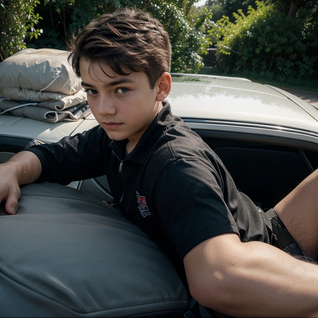 Boy sitting in car