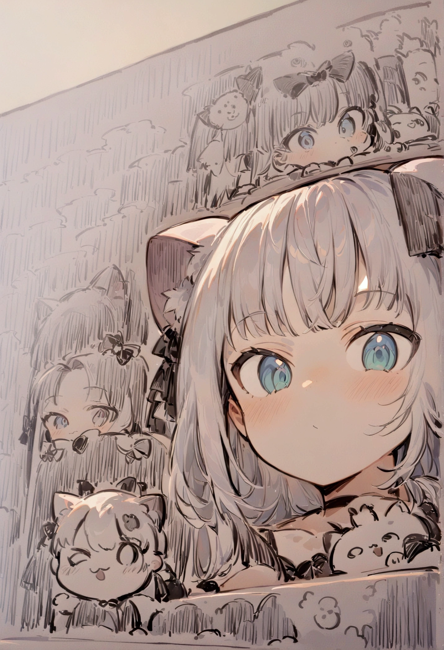 a drawing of a girl with a bow on her head, extremely cute anime girl face, portrait of an anime girl, cute anime face, anime girl with cat ears, a manga drawing, seinen manga portrait, hana yata, close up of a young anime girl, pretty anime face, sayori, detailed manga style, detailed portrait of anime girl