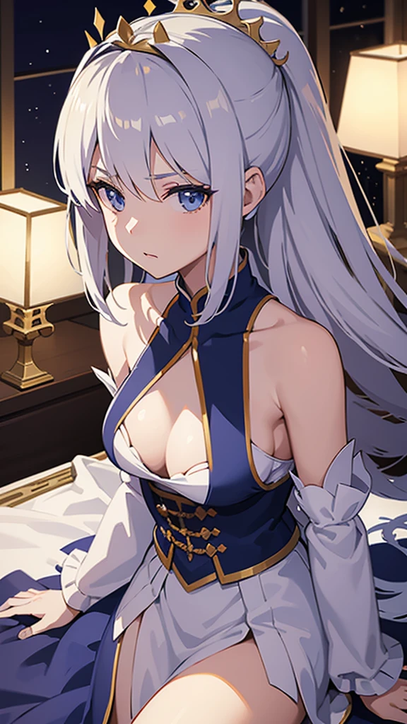 Vladilena Miles,Beautiful eyes,Doujinshi, alone,woman, 成熟したwoman,masterpiece, Highest quality,Gray Hair,tits,nipple, naked,No clothes,chest,Real young gravure idol, tits proportions, tits,tits cyberpunk, Naughty,Naughty style,Lying on your back,Embarrassed face,Hair between the eyes, Long Hair, Ahoge, Perfect body, Watching the audience,Mouth open, blush,bed,Highest quality, High resolution,4K images,(figure:0.8),Ultra HD,hat, military, military hat, Peaked cap, thighhighs