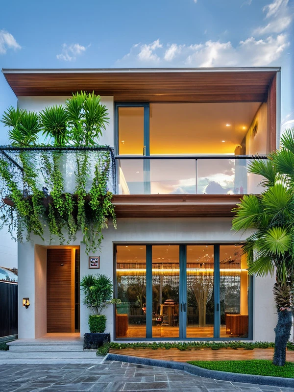 Masterpiece, high quality, best quality, authentic, super detail, outdoors, onestoreyvillaXL, aiaigroup, house style modern on the street , white wall ,road,pavement, grass, trees, sky, cloud, (daylight:1.1)
