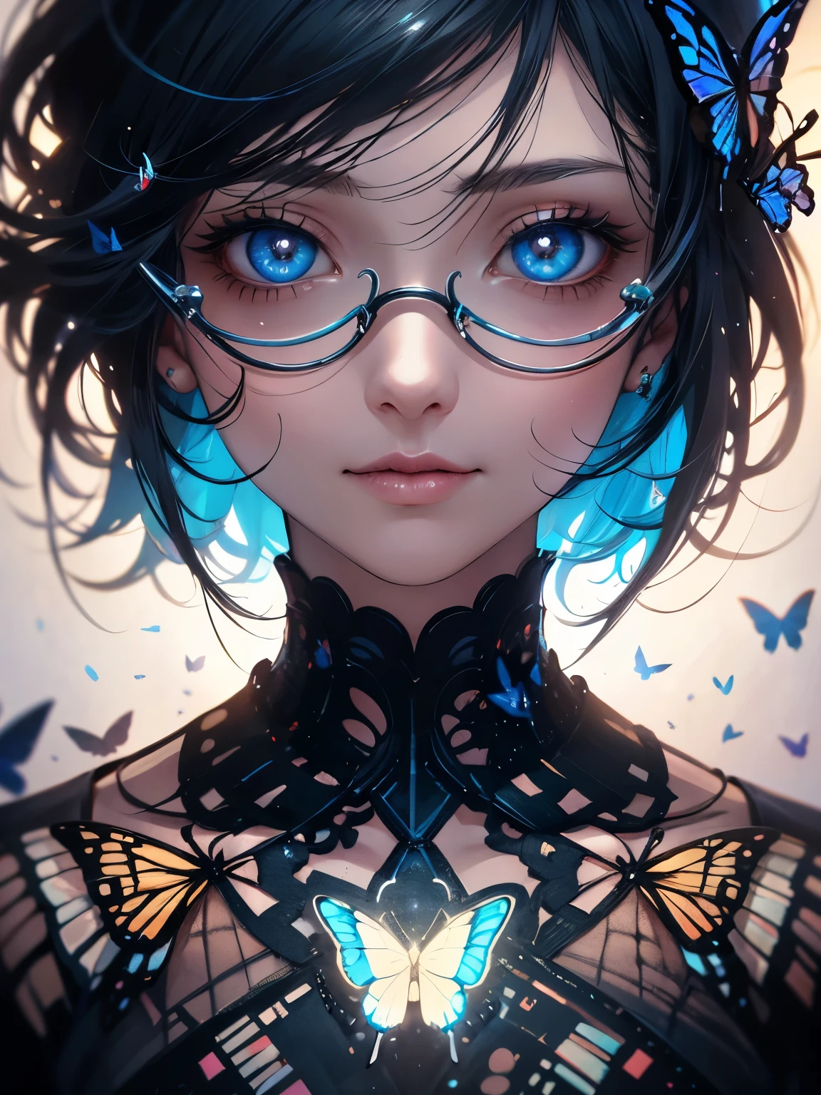 layered transparency of human head inside with butterflies only on hybrid brain, comely detailed Intricate insanely detailed octane render trending on artstation, 8k art photography, photorrealistic, centred, symetry, painted, Intricate, volumetric lighting, comely, rich masterpiece in deep colors, sharp focus, ultra detaild, in the style of dan mumford and marc simonetti, astrophotography