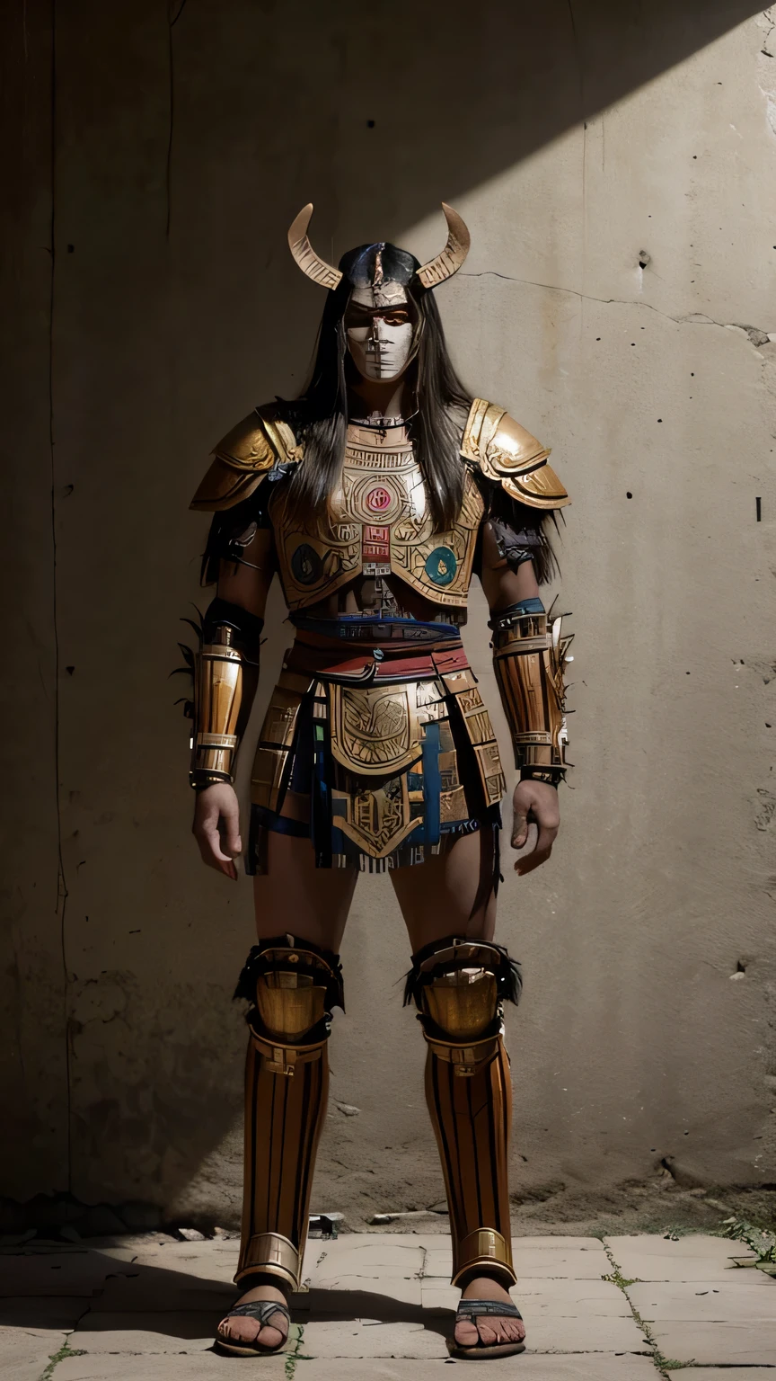 Samurai com espada olhando pro mar embaixo de uma arvore