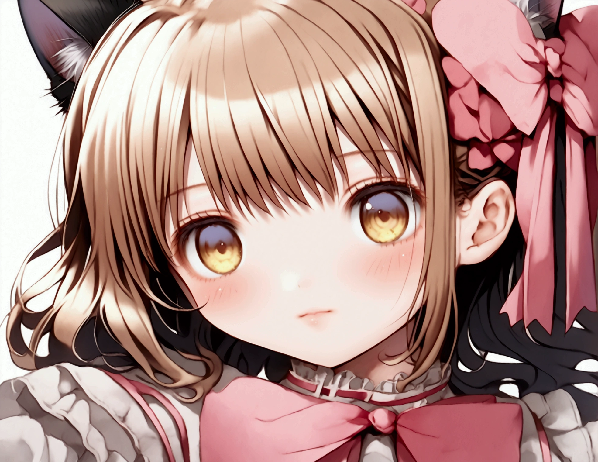a drawing of a girl with a bow on her head, extremely cute anime girl face, portrait of an anime girl, cute anime face, anime girl with cat ears, a manga drawing, seinen manga portrait, hana yata, close up of a young anime girl, pretty anime face, sayori, detailed manga style, detailed portrait of anime girl