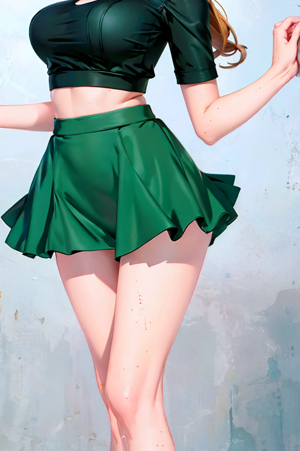flat chest、Looking at the lower half of the body from directly below、Delicate body、Mint-colored hair、hime-cut、Beautiful open legs、Open your legs to show your crotch、Thin pubic hair