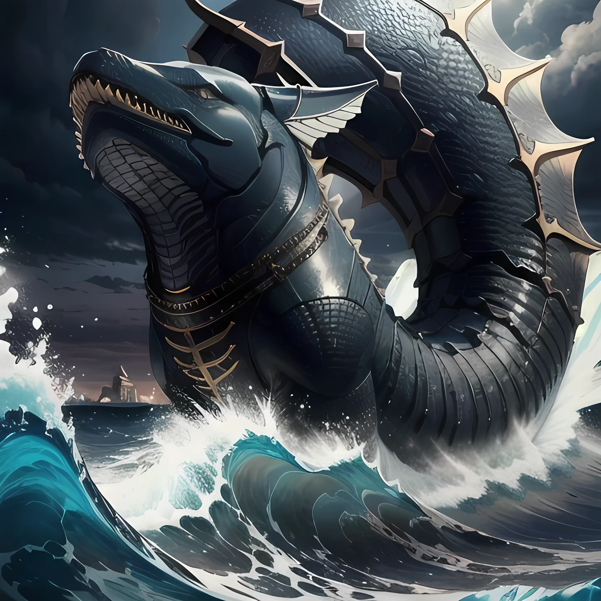 I want a leviathan with an all black front and king of sea written on the back