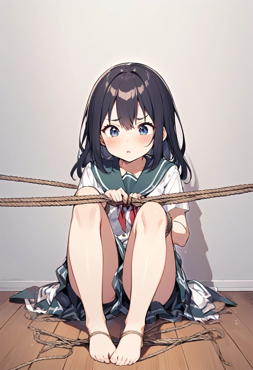 junior high school,Girl,Barefoot,Rope binding,Constraints,SM