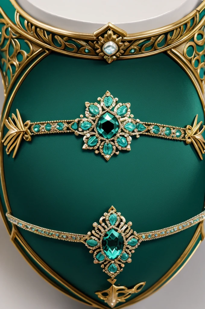Make an aqua green and black shield that says Royal Prom 