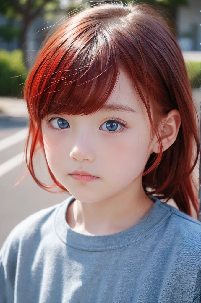 A boy with red hair and blue-gray eyes。Colorful and beautiful illustrations。Drawing like Mai Yoneyama。