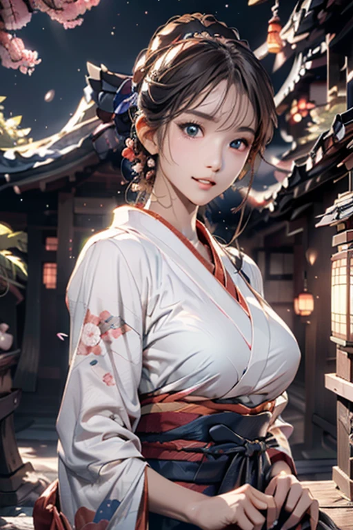 (Highest quality、Unity 8k wallpaper、masterpiece、High resolution)、(whole body)、Sharp pupils、Blurred Background、Beautiful girl in yukata、Ample breasts、(Highly detailed face and eyes、Beautiful Face、Beautiful Eyes、Beautiful nose、Pretty lips)、Japanese garden、Cowboy Shot、Official Art、Highly detailed background、moonlight、Full moon in the sky、