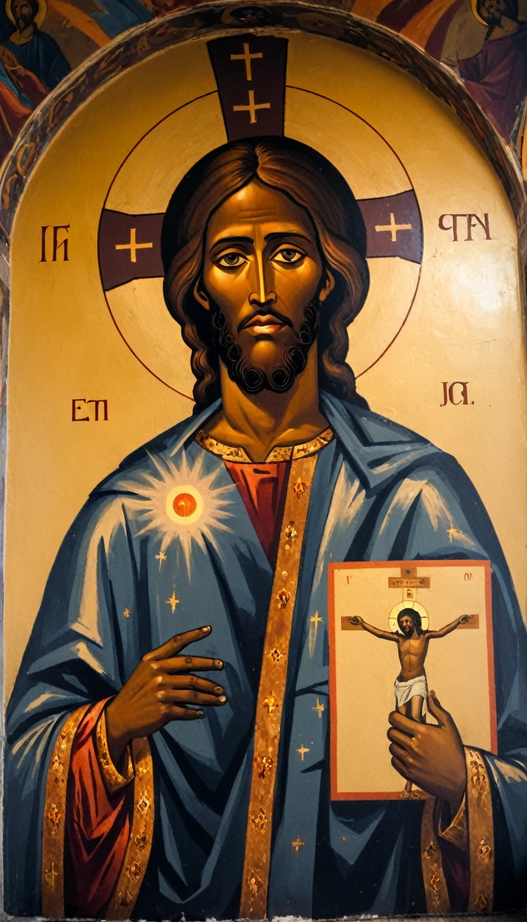 black jesus christ,So,cosmic nolos. Orthodox painted on the interior wall of a Rortch church 