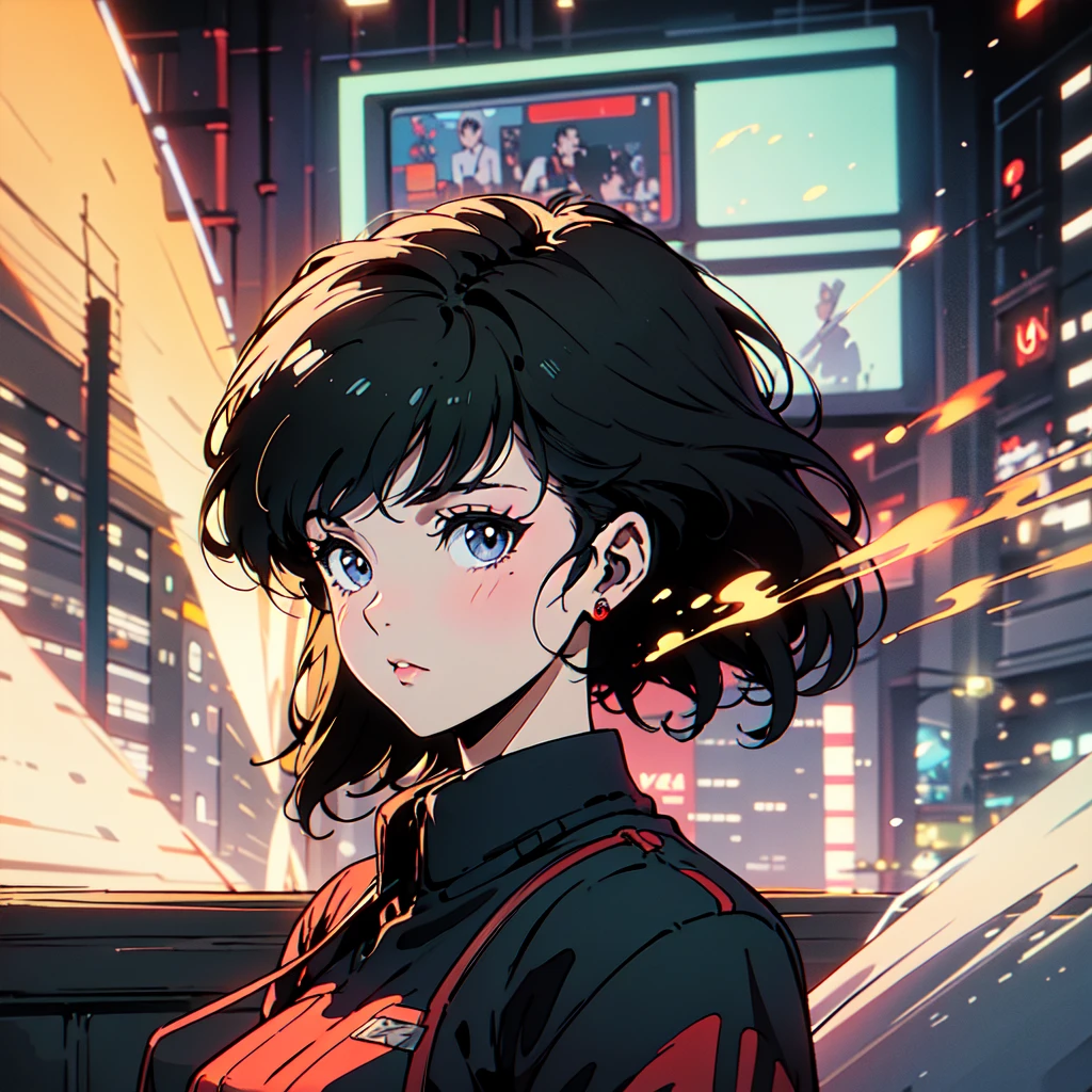 A city pop poster with a retro 80s feel、Imagine the album cover。With the highest quality anime illustrations、The main character is a blonde girl with short hair.。Her eyes shine blue、Dressed in rapper style clothing、I&#39;m wearing headphones。
The image is in a dynamic pose.、Drawn from a novel angle。Created in high definition like 4K、Creates the feeling of being in a dark room。The room was lit by blue lights.、It has a fantastic atmosphere。The room is a small space like a 1K.、The window offers a view of downtown Shinjuku.。
This work depicts a night city enveloped in neon lights.、This will be a record that allows you to fully enjoy the charm of city pop.。