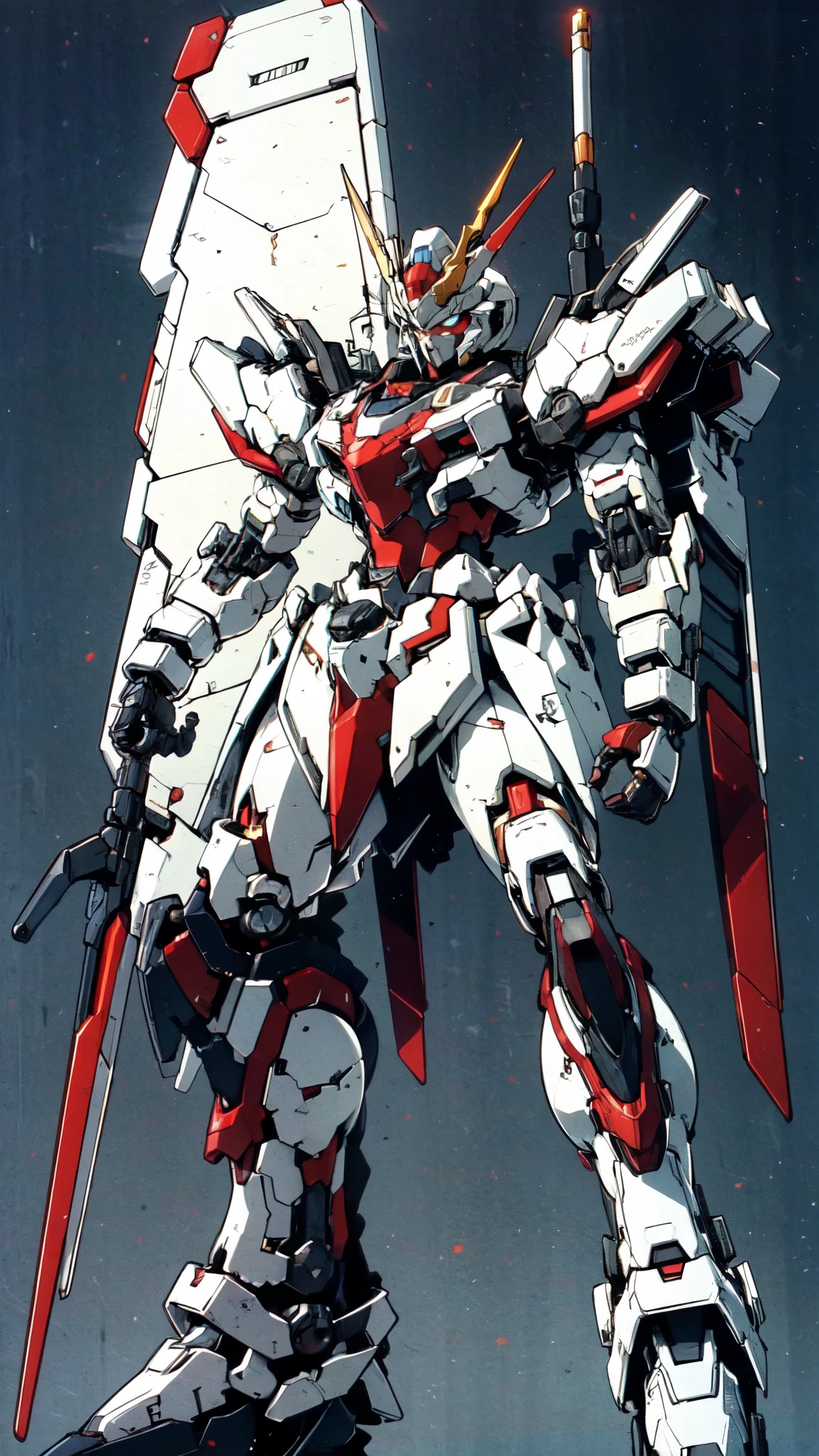 (masterpiece:1.5, best quality:1.5, extremely delicate:1.5), humanoid Mecha, fully enclosed shoulder guards, matching arm and leg guards, full body, full armor, the design balances heavy with agility, (the color scheme is primarily white with red and blue accents, the concept Inspired by Super robot, organic biotech armor, standing, floating high above the futuristic sci-fi city), exquisite and mature art style, (aura effect, energy, glowing eyes, the armor glows), metallic, dramatic, high definition, highres, ultra-detailed, ultra-fine painting, professional, perfect body proportions, anatomically correct, symmetrical face, extremely detailed eyes and face, high quality eyes, creativity, RAW photo, UHD, 32k, Natural light, cinematic lighting, masterpiece-anatomy-perfect