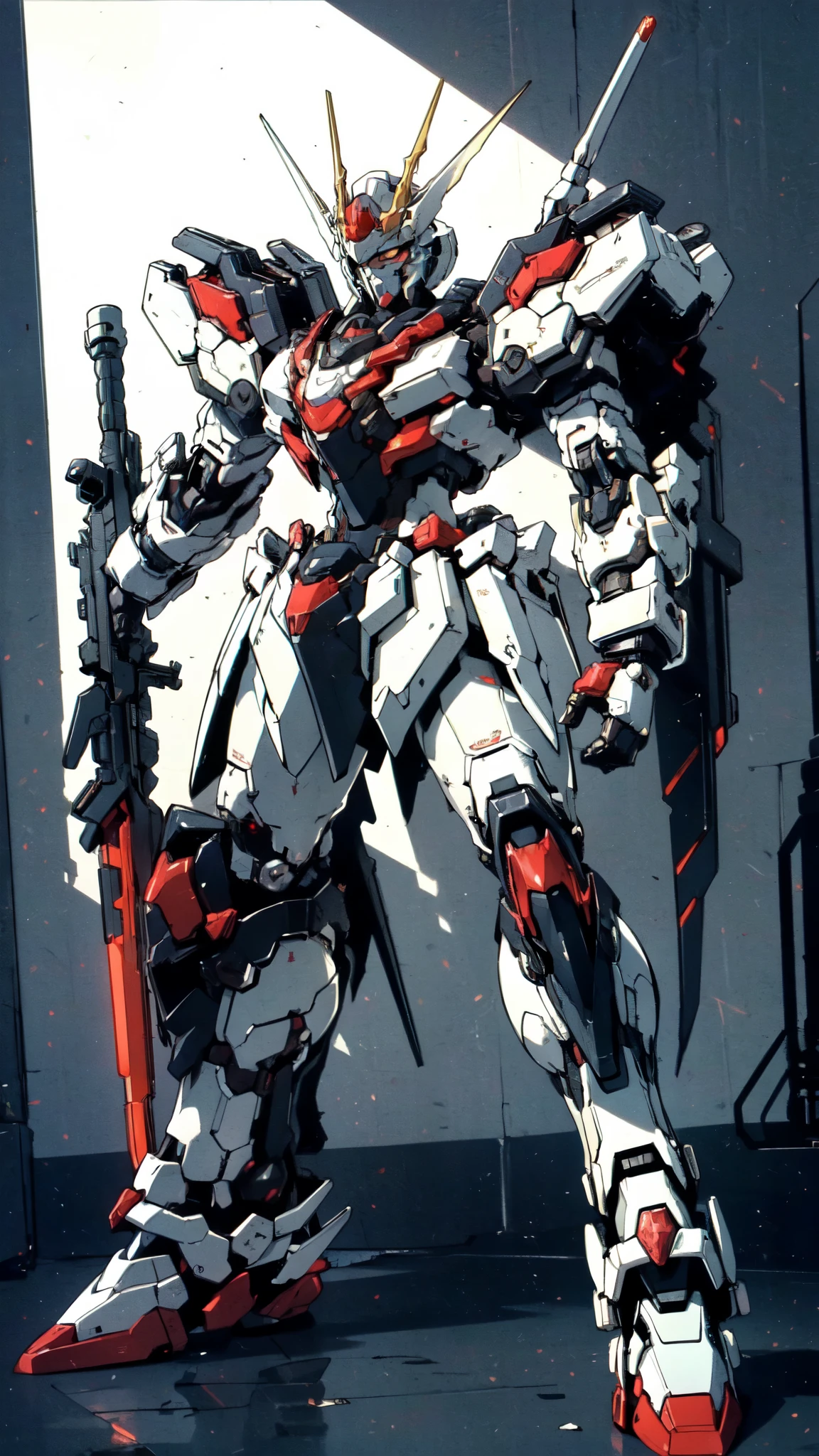 (masterpiece:1.5, best quality:1.5, extremely delicate:1.5), humanoid Mecha, fully enclosed shoulder guards, matching arm and leg guards, full body, full armor, the design balances heavy with agility, (the color scheme is primarily white with red and blue accents, the concept Inspired by Super robot, organic biotech armor, standing, floating high above the futuristic sci-fi city), exquisite and mature art style, (aura effect, energy, glowing eyes, the armor glows), metallic, dramatic, high definition, highres, ultra-detailed, ultra-fine painting, professional, perfect body proportions, anatomically correct, symmetrical face, extremely detailed eyes and face, high quality eyes, creativity, RAW photo, UHD, 32k, Natural light, cinematic lighting, masterpiece-anatomy-perfect