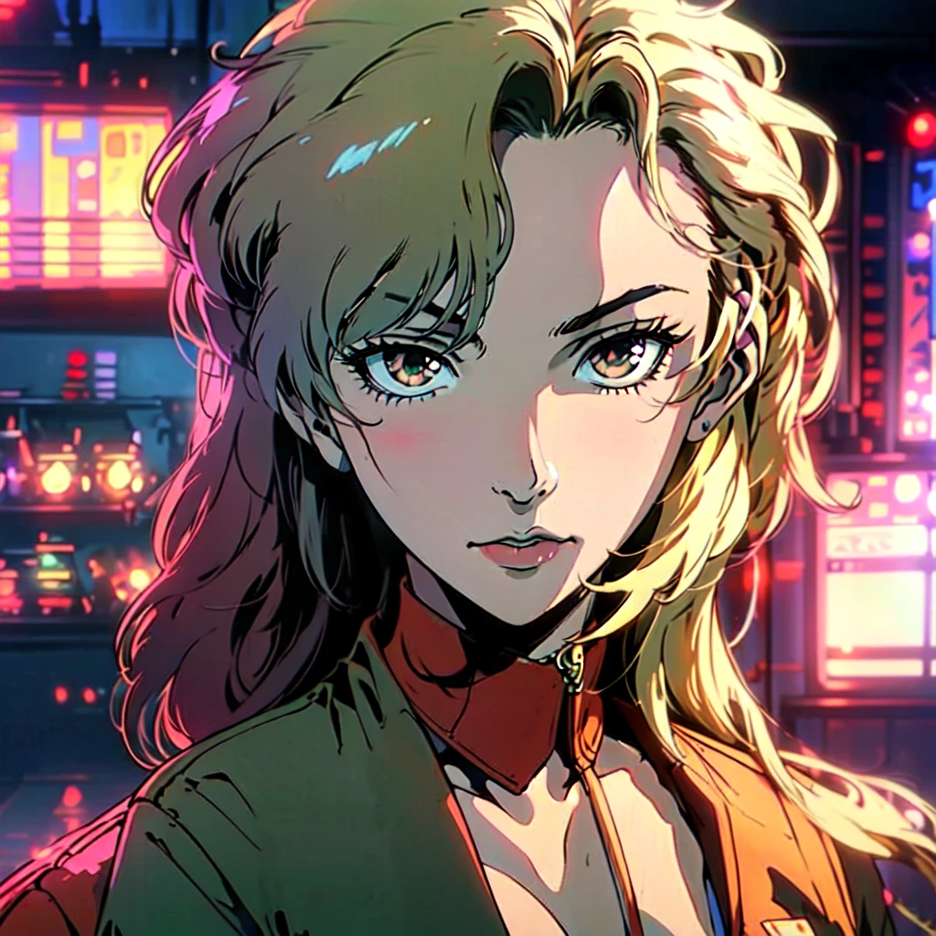 A city pop poster with a retro 80s feel、Imagine the album cover。With the highest quality anime illustrations、The main character is a blonde girl with short hair.。Her eyes shine blue、Dressed in rapper style clothing、I'm wearing headphones。
The image is in a dynamic pose.、Drawn from a novel angle。Created in high definition like 4K、Creates the feeling of being in a dark room。The room was lit by blue lights.、It has a fantastic atmosphere。The room is a small space like a 1K.、The window offers a view of downtown Shinjuku.。
This work depicts a night city enveloped in neon lights.、This will be a record that allows you to fully enjoy the charm of city pop.。