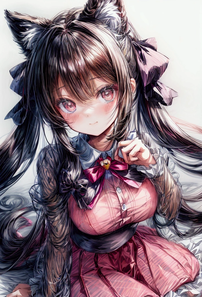 a drawing of a girl with a bow on her head, extremely cute anime girl face, portrait of an anime girl, cute anime face, anime girl with cat ears, a manga drawing, seinen manga portrait, hana yata, close up of a young anime girl, pretty anime face, sayori, detailed manga style, detailed portrait of anime girl